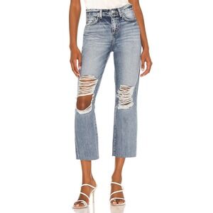 L'AGENCE Adele High Rise Crop Stovepipe Slim Straight Jeans in Fallbrook Blue 25